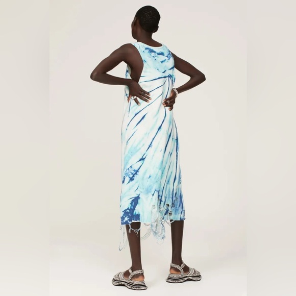 R13 tie dye sleeveless cotton knit midi distressed Tank dress M L Sizes 8 10 12 - Picture 3 of 13